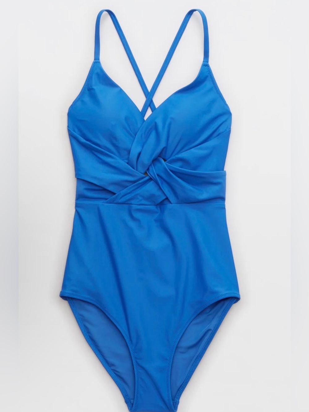 aerie Electric Blue Twist-Front One-Piece Swimsuit - Picture 3 of 6